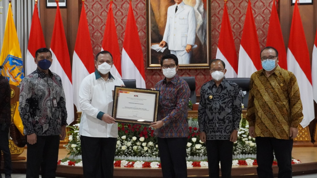 Dengan nilai capaian 98,56%, MCP Badung Raih Penghargaan Dari KPK RI